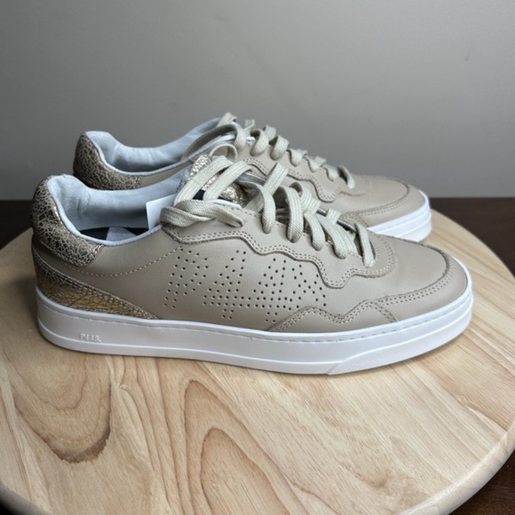 P448 Shoes - P448 Bali Platform Low Top Leather Lace Up Sneakers Beige Womens Size 38 NEW